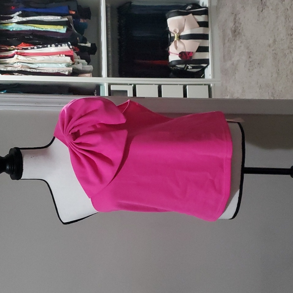 NWT Shein plus pink bow one shoulder top in 1XL